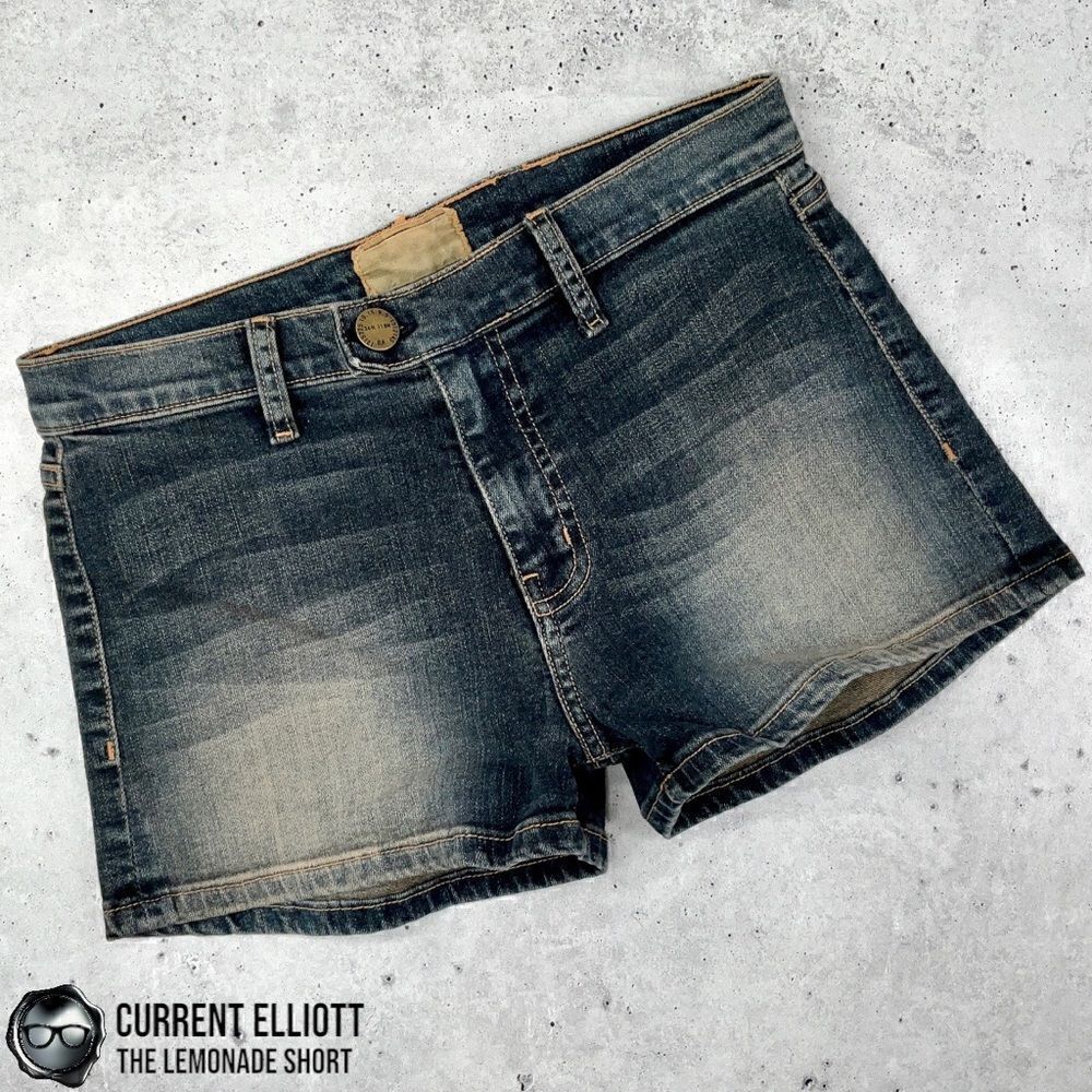 CURRENT ELLIOTT LEMONADE JEAN SHORTS SUN-FADED DENIM MINI SHORTS SIZE 24 / 0 NEW